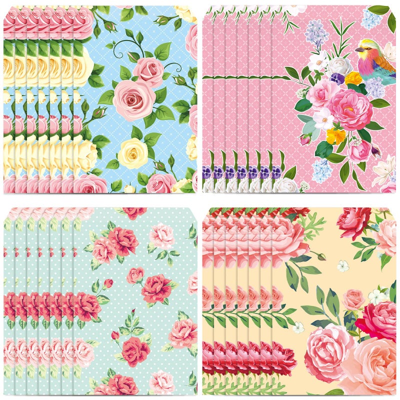 Tinlade 100 Pcs Tea Party Gift Bags 5 x 7 Inch Spring Party Treat Pouch Floral Paper Favor Bag Self-adhesive Floral Candy Pouches for Tea Wedding Bridal Shower Birthday Mother's Day Supply (Flower) - Image 1