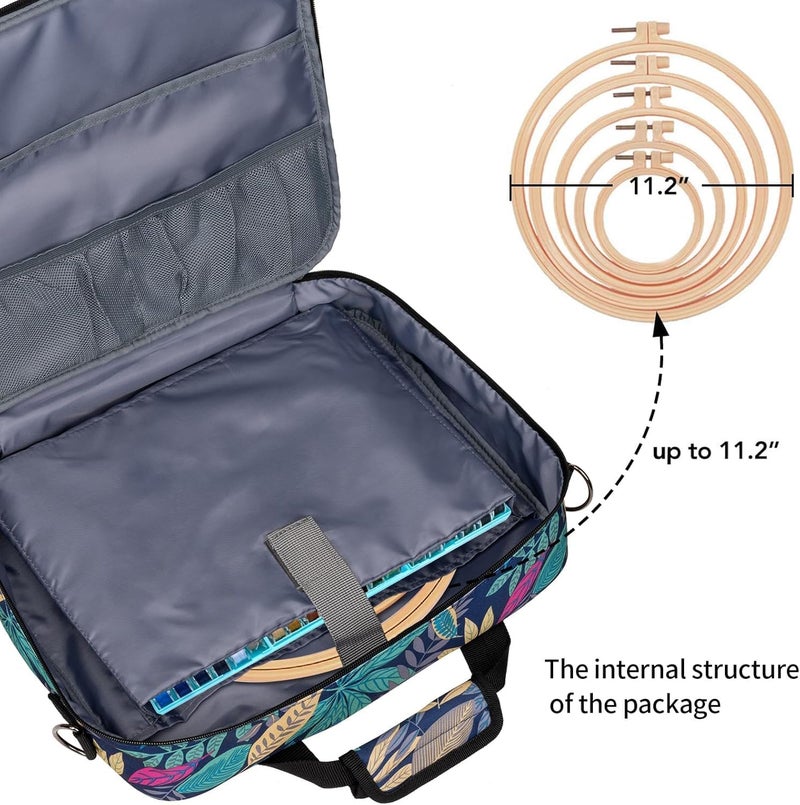 BAGLHER Cross Stitch & Embroidery Organizer Bag - Large Portable Project Storage with 3 Compartments, Travel Friendly Carrying Case for 11.2" Hoops, Threads, Supplies (Hawaii) - Image 2