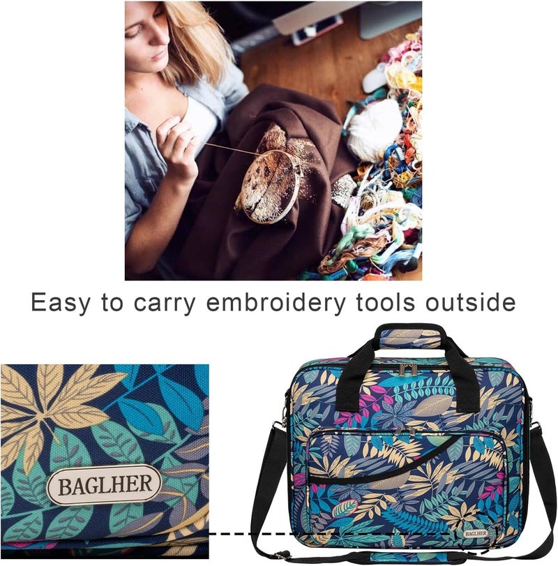 BAGLHER Cross Stitch & Embroidery Organizer Bag - Large Portable Project Storage with 3 Compartments, Travel Friendly Carrying Case for 11.2" Hoops, Threads, Supplies (Hawaii) - Image 5