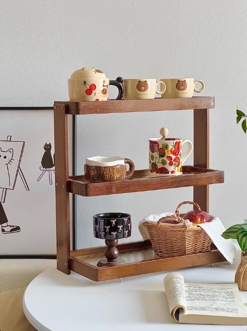 Laugh Cat Coffee Mug Holder Coffee Station Bar Organizer for Countertop 3 Tier Mug Shelf Makeup Organizer for Vanity - Image 4