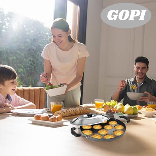 GOPI Aluminium 12 Cavity Appam Patra Paniyarakkal Two Side Handle with Steel lid & Wooden Picker, (23 cm, Black) - Image 3