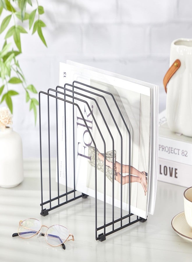 Chivertion 4 Pcs Wire File Organizer for Desk 6 Sections Metal Magazine File Holder Sorter for Binder Office Classroom School Paper Mail Book Storage, Black, 8.27 x 7.36 x 5.88 Inch - Image 4