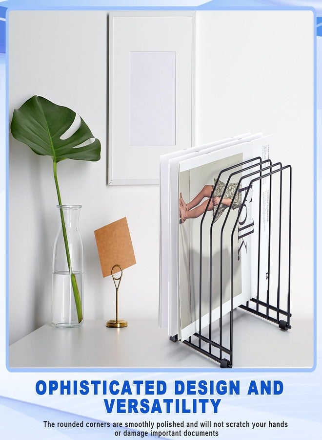 Chivertion 4 Pcs Wire File Organizer for Desk 6 Sections Metal Magazine File Holder Sorter for Binder Office Classroom School Paper Mail Book Storage, Black, 8.27 x 7.36 x 5.88 Inch - Image 5