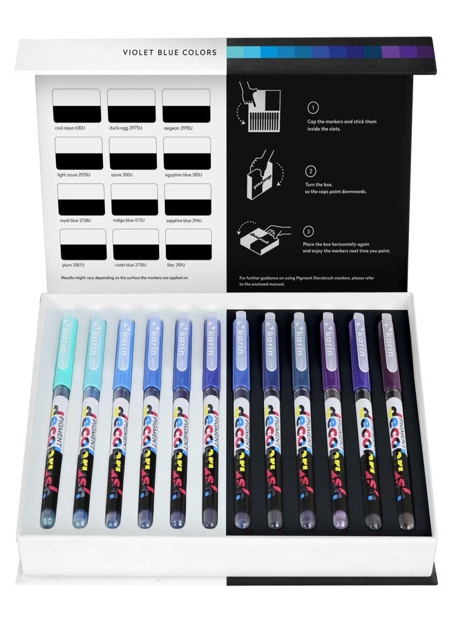 Karin DecoBrush Pigment Violet-Blue Colors Collection 12 colors - Image 1