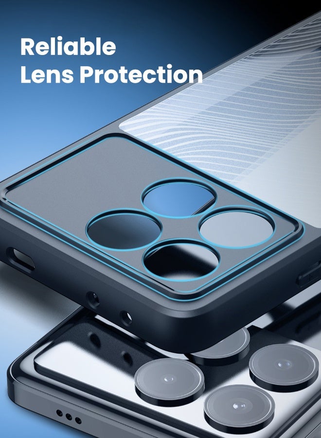 دوكس دوتشيز غطاء حماية Xiaomi POCO X6 Pro، ظهر شفاف بلوري + إطار أسود ناعم من مادة TPU، حماية كاملة ضد الصدمات، غطاء خلفي نحيف مقاوم للصدمات من الدرجة العسكرية لهاتف Xiaomi POCO X6 Pro 5G، شفاف/أسود - Image 5