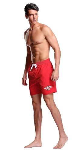 Adoretex Men's Guard Nylon Quick-Dry Swim Trunks, 7-inch Inseam Swim Board Shorts with Mesh Lining and 3 Pockets (MG012) - Red - S - Image 4