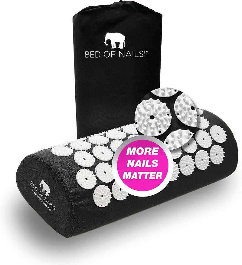 BED OF NAILS Bed of Nails Original Comfortable Acupressure Lumbar Cushion Pillow, 2142 Acupuncture Pressure Points, Neck Pain Relief, Increased Energy, Relaxation, FSA/HSA Eligible BONVIE with Bag, 15x6x4, Black 