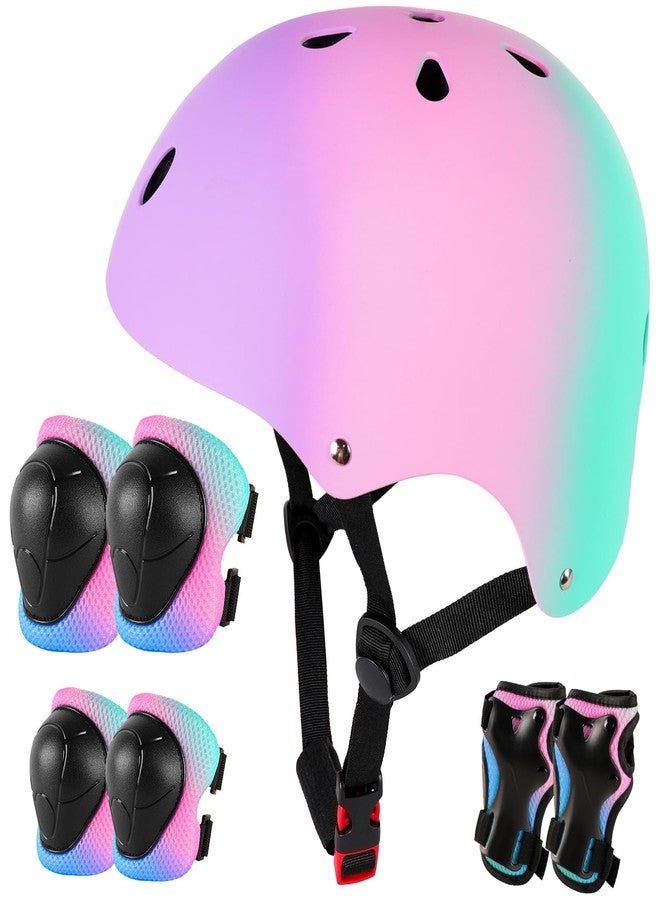Banzk Adjustable Kids Bike Helmet with Knee Pads Elbow Pads Wrist Guards for Age 3-5-8-14+ Youth/Teens,Ventilation Multi-Sport Scooter Roller Skate Rollerblading Skateboarding Climbing Cycling - Image 1