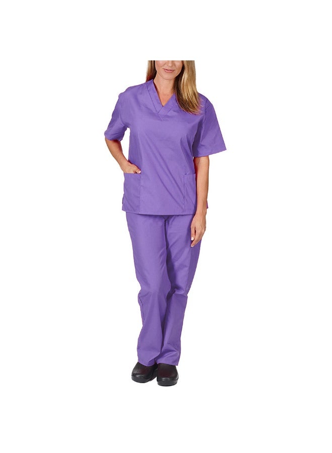 Loquat Womens Medical Scrubs Set Medical Uniform Set Purple - Image 1