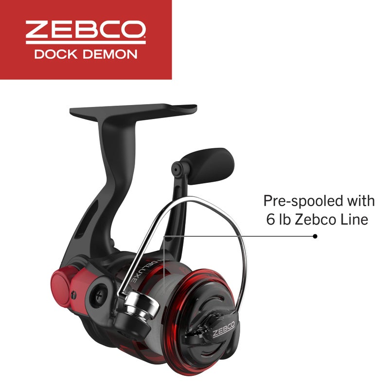 Zebco Dock Demon Spinning Reel and Fishing Rod Combo, 30-inch 1-Piece Fiberglass Fishing Pole, EVA Rod Handle, Size 10 Reel, Powertrain Drag, Pre-Spooled with 6-Pound Zebco Line, Red - Image 5