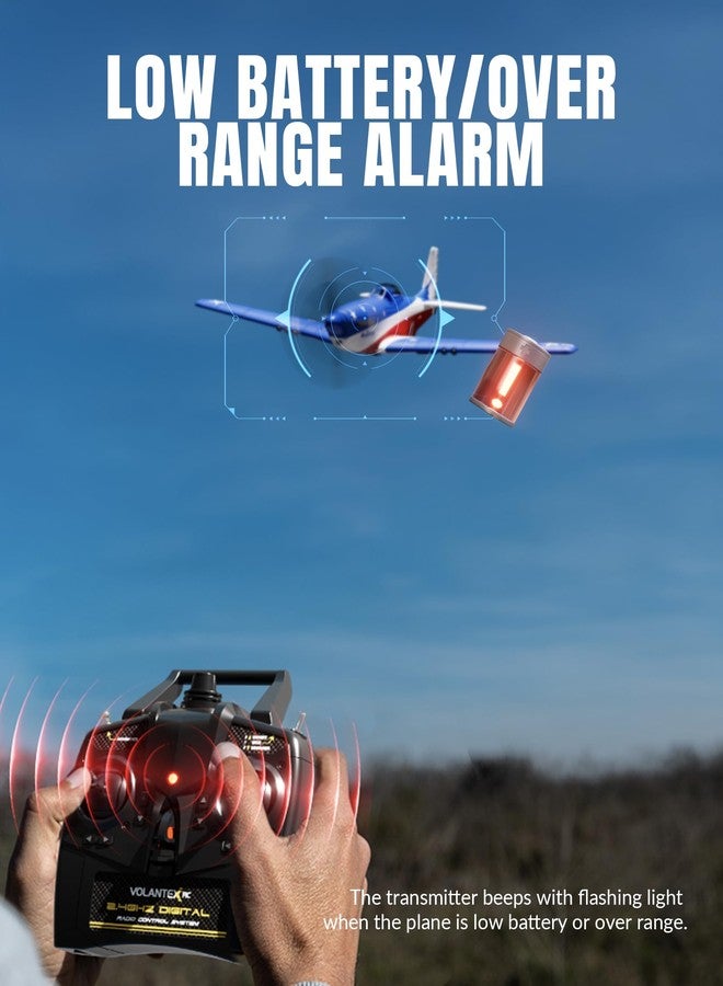 VOLANTEXRC RC Plane, 4 Channel Remote Control Airplane P51d Mustang with Gyros, Aileron, Aerobatics, 3 Modes to Flys for Adults, Boys & Beginners (Multi Color) - Image 5
