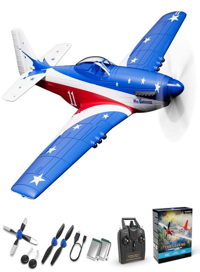 VOLANTEXRC RC Plane, 4 Channel Remote Control Airplane P51d Mustang with Gyros, Aileron, Aerobatics, 3 Modes to Flys for Adults, Boys & Beginners (Multi Color) - Image 1