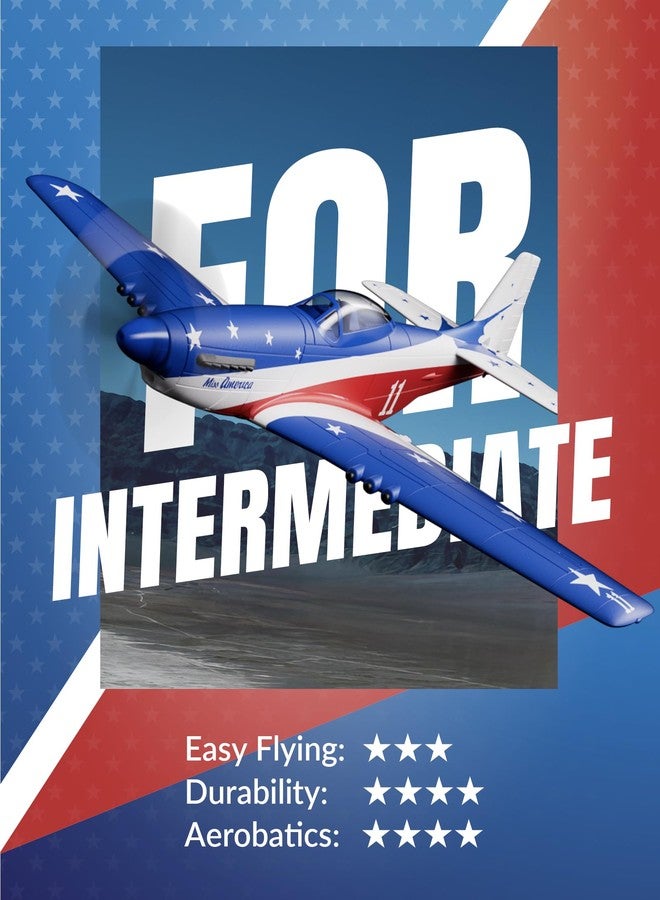 VOLANTEXRC RC Plane, 4 Channel Remote Control Airplane P51d Mustang with Gyros, Aileron, Aerobatics, 3 Modes to Flys for Adults, Boys & Beginners (Multi Color) - Image 2