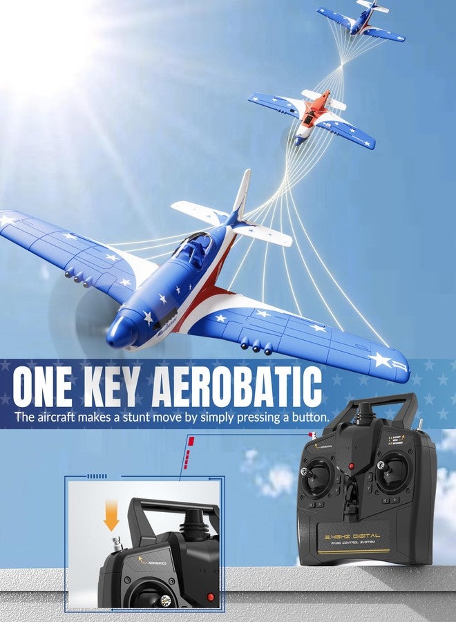 VOLANTEXRC RC Plane, 4 Channel Remote Control Airplane P51d Mustang with Gyros, Aileron, Aerobatics, 3 Modes to Flys for Adults, Boys & Beginners (Multi Color) - Image 4