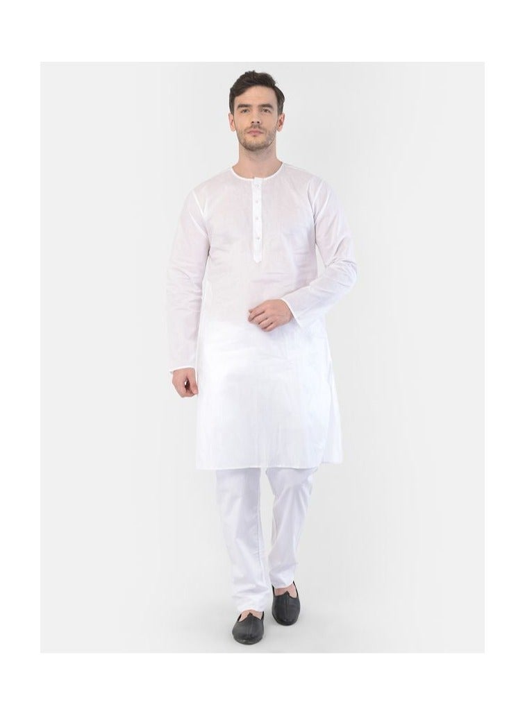 PRASHA Men's White Cotton Addi Kurta Only - Image 2