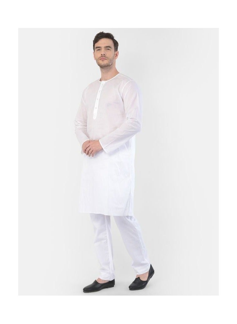 PRASHA Men's White Cotton Addi Kurta Only - Image 3