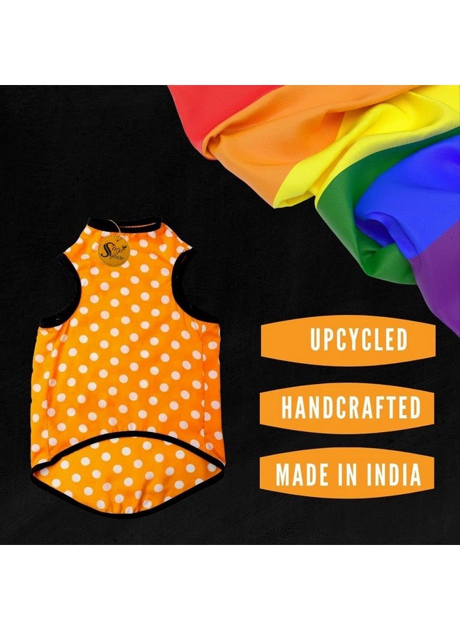 Sage Square Funky Soft Material Dog T-Shirt | Cool/Funky Print Pet | Soft Light Weight | Comfortable & Breathable Dog Clothing | Trendy Vest Outfit (Xlarge - 24 Inch) (Polka Orange)  - Image 4