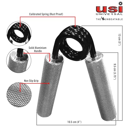 USI UNIVERSAL Steel Heavy Duty Hand Grip Strengthener, Wrist & Forearm Hand Exerciser, Finger Exerciser, Hand Gripper Grip Strength Trainer (Silver-200 lbs/100Kg Weight Capacity) - Image 5