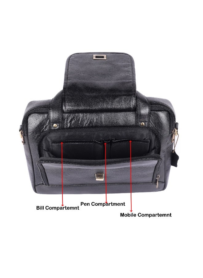 LAVERI LEATHER LAVERI Laptop Bag for Men - Leather Messenger Bag for Office - Fits up to 15 Inch Laptop - Shoulder Bag with Multiple Compartments - Executive Leather Bag for Work/Travel/Casual  - 2870  - Image 5