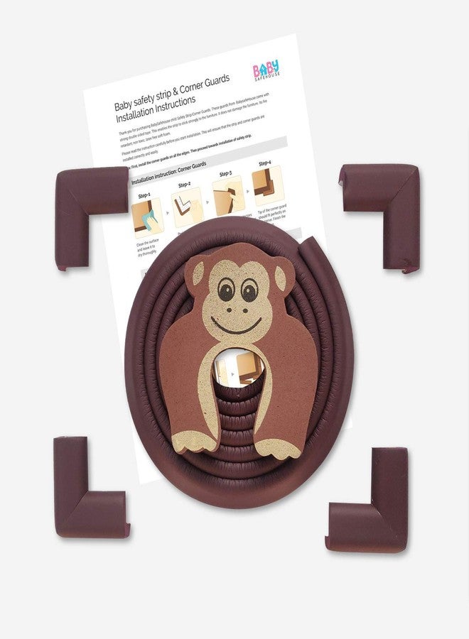 BabySafeHouse Pre-Taped Furniture Edge Guard and Corner Protector - 6.5ft Edge + 4 Corner Guards and Monkey Shape Door Stopper (Brown Color) for Baby Proofing & Child Safety - Image 1