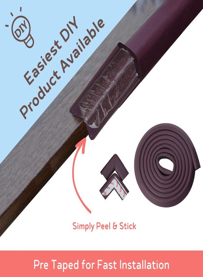 BabySafeHouse Pre-Taped Furniture Edge Guard and Corner Protector - 6.5ft Edge + 4 Corner Guards and Monkey Shape Door Stopper (Brown Color) for Baby Proofing & Child Safety - Image 2