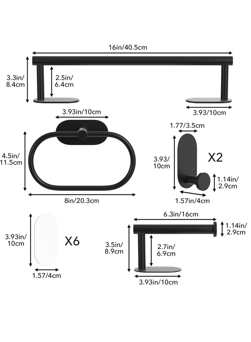 MIXDE 5 Pieces Matte Black Bathroom Hardware Set, Stainless Steel Bathroom Accessories Set, Include 24" Bath Towel Bar, Toilet Paper Holder, 180° Rotated Towel Ring, 2 Towel Hooks Wall Mounted - Image 2