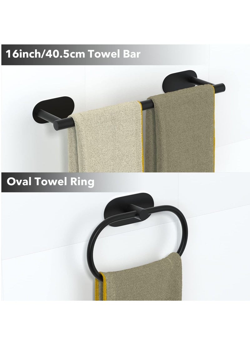 MIXDE 5 Pieces Matte Black Bathroom Hardware Set, Stainless Steel Bathroom Accessories Set, Include 24" Bath Towel Bar, Toilet Paper Holder, 180° Rotated Towel Ring, 2 Towel Hooks Wall Mounted - Image 4