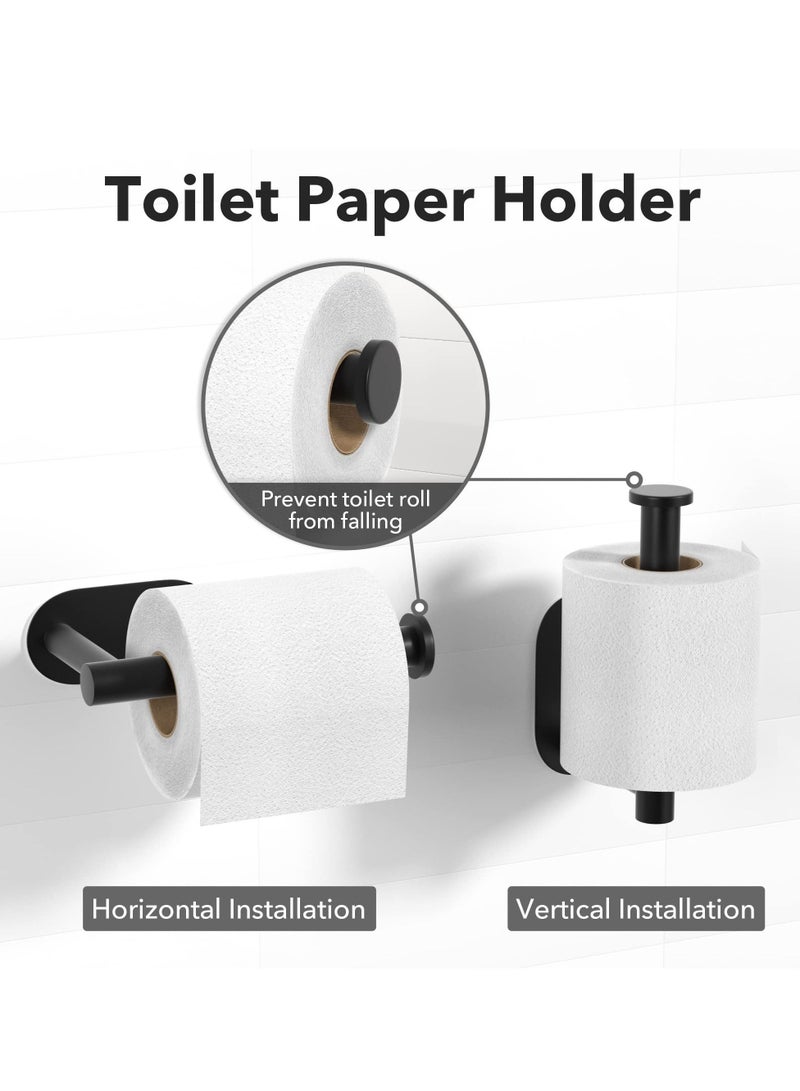 MIXDE 5 Pieces Matte Black Bathroom Hardware Set, Stainless Steel Bathroom Accessories Set, Include 24" Bath Towel Bar, Toilet Paper Holder, 180° Rotated Towel Ring, 2 Towel Hooks Wall Mounted - Image 5