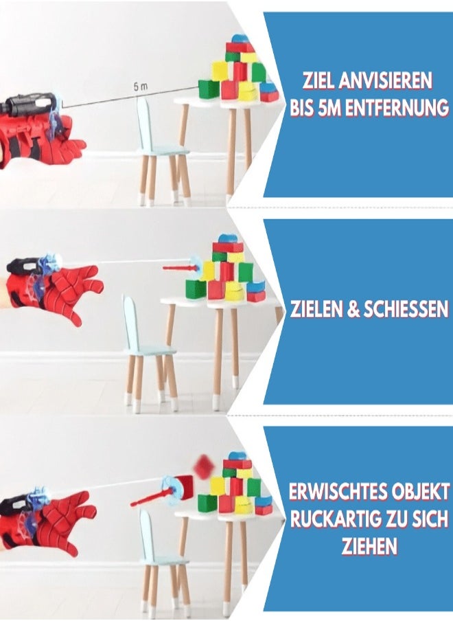 2 Set of Spider Launcher and Spider Hero Man Gloves with 6 soft Bullets and 2 Straps, Wrist Cosplay Toy