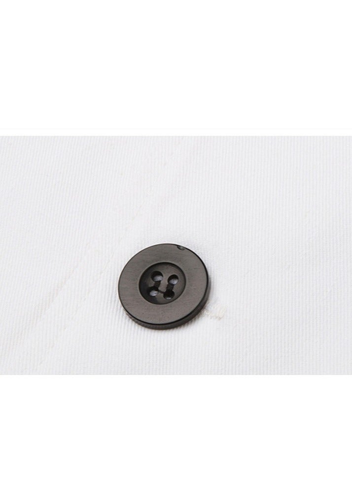 Loquat Long Sleeve Double-Breasted Stand Collar Chef Uniform Waiter T-shirt White  - Image 4