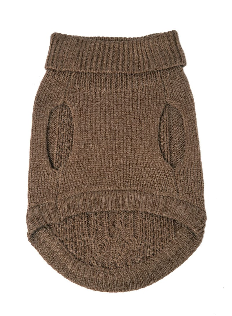 Warm Knitted Turtleneck Cat Sweater, Sleeveless Winter Outfit for Cats & Small Dogs, Cozy Brown XS for Cold Seasons - Image 5