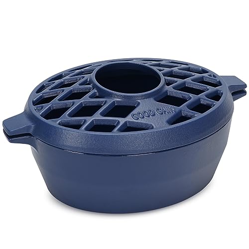 G GOOD GAIN G Good Gain Wood Stove Steamer Fireplace Humidifier Cast Iron Humidifier for Stove Matte Blue Finish Rust Resistant Lattice Top 25 Quart Capacity Wood Burning Stove Indoor Decorative