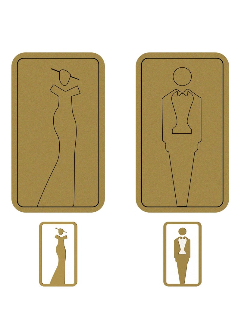 SYOSI Restroom Sign, 2PCS Wc Sign Self-Adhesive Toilet Sign for Door Restroom Sign Ladies Gents Toilet Sign, Wall Stickers Acrylic Washroom Door Signs for Bathroom, Hotel, Restaurant (7.8x4.3 In, Gold)  - Image 1