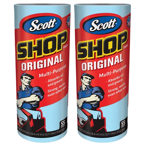 Scott 75130 Scott Single Rolls Blue Shop Towels Disposable 55 Sheets Pack 110 Total Paper Towels (2 PACK BUNDLE) Professional DIY Oil Absorbent Wipes 39.5 Sq Feet a Roll - Image 4