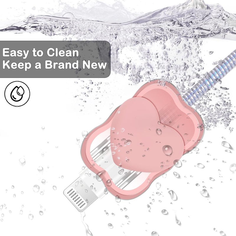 INEFABLE Charger Case Cover Protector with 3D Cute Pattern for iPhone Charger only 18W & 20W, Data Charging Cable Wire Saver Protective Cable Cover Full Protection - Set Of 1 (Pink Heart) - Image 3