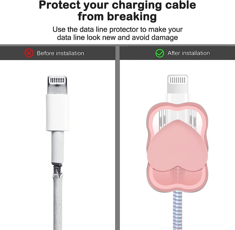 INEFABLE Charger Case Cover Protector with 3D Cute Pattern for iPhone Charger only 18W & 20W, Data Charging Cable Wire Saver Protective Cable Cover Full Protection - Set Of 1 (Pink Heart) - Image 4