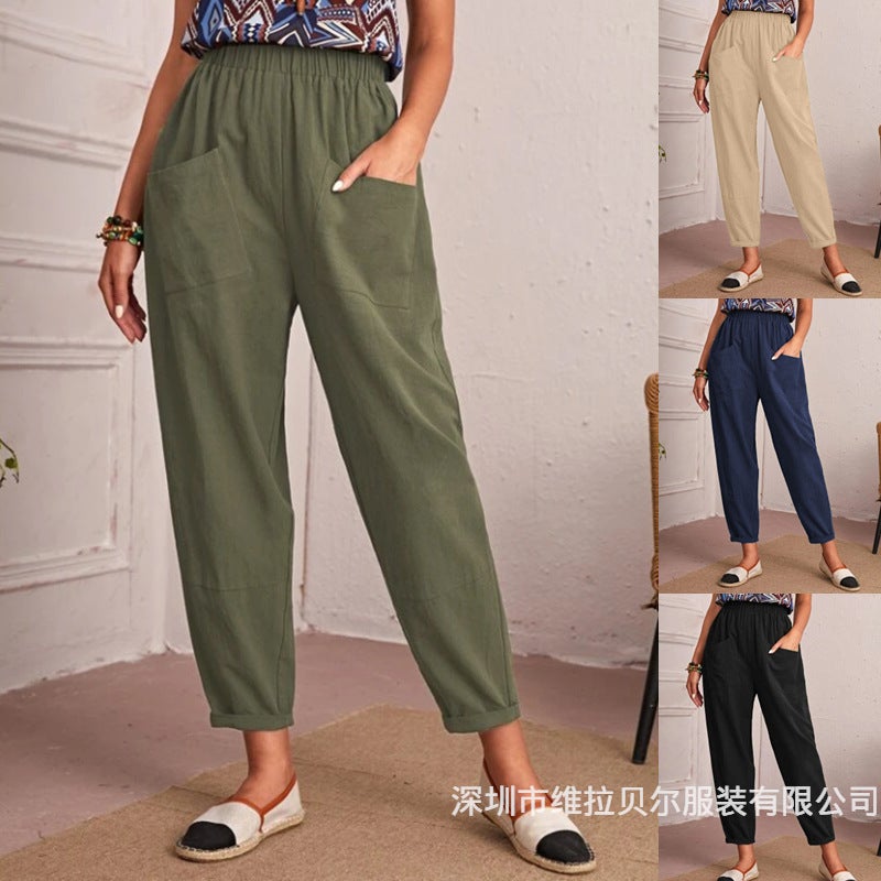 Women's Casual Linen-Cotton Cropped Pants - Image 1