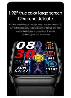 Generic E500 Smart Watch ECG PPG HRV PTT Blood Glucose Blood Pressure Body Temperature Monitor IP68 Waterproof Smartwatch Men(Black Leather Strap)  - Image 4