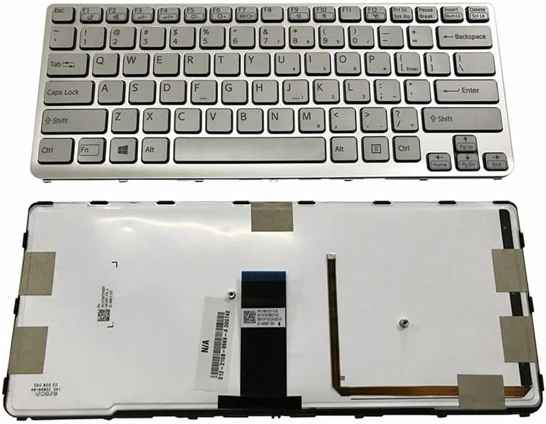 أجزاء لابتوب مضيئة من الخلف، لوحة مفاتيح جديدة لجهاز سوني VAIO SVE 14 SVE14 SVS14 SVE14A SVE14A18ECH E14A18ECS E14A17ECP E14A17ECW (لون فضي) - Image 1