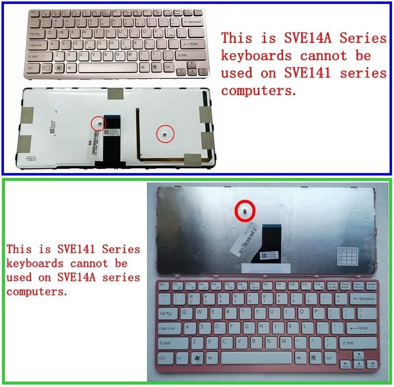 أجزاء لابتوب مضيئة من الخلف، لوحة مفاتيح جديدة لجهاز سوني VAIO SVE 14 SVE14 SVS14 SVE14A SVE14A18ECH E14A18ECS E14A17ECP E14A17ECW (لون فضي) - Image 5