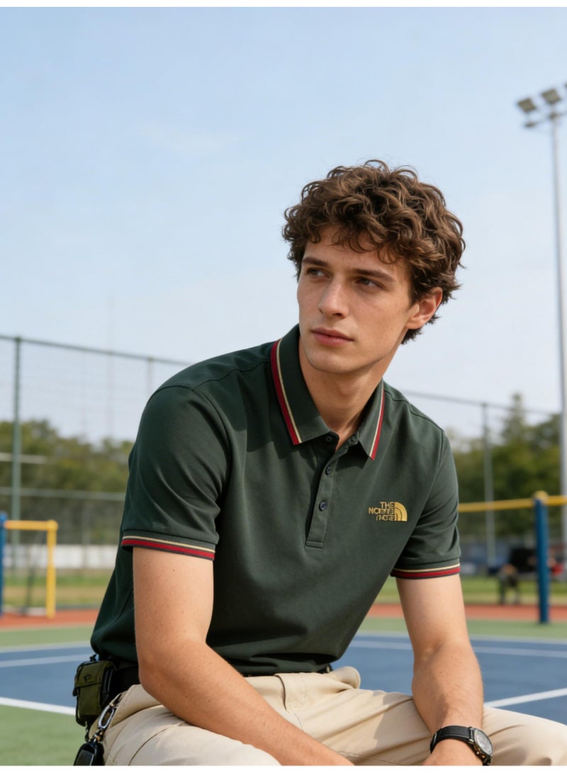 THE NORTH FACE 2026 The North Face Gold Logo Unisex Polo Shirt, Premium Pique Cotton Short Sleeve with Striped Collar & Cuffs, Outdoor-Inspired Casual Smart Wear for Men & Women - Image 5