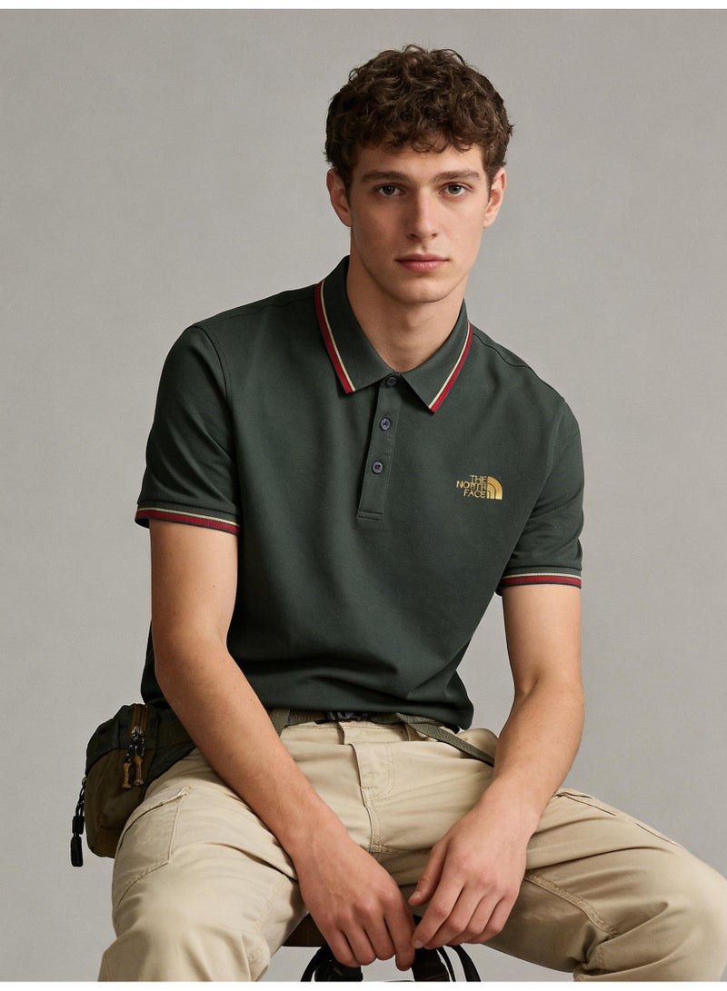 THE NORTH FACE 2026 The North Face Gold Logo Unisex Polo Shirt, Premium Pique Cotton Short Sleeve with Striped Collar & Cuffs, Outdoor-Inspired Casual Smart Wear for Men & Women - Image 1