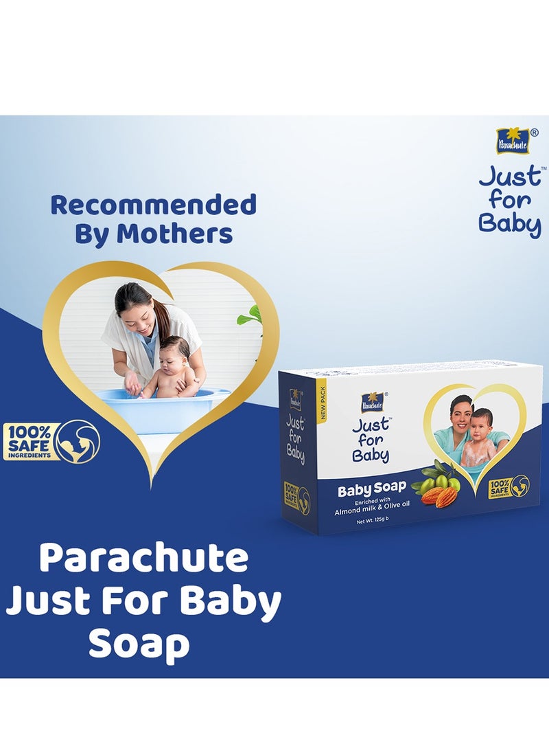 Parachute - Parachute Just For Baby - Baby Soap for Soft Skin | Enriched with Olive Oil  and Almond Milk | Dermatologically Tested and 100% Safe Ingredients - 125gm - Image 1