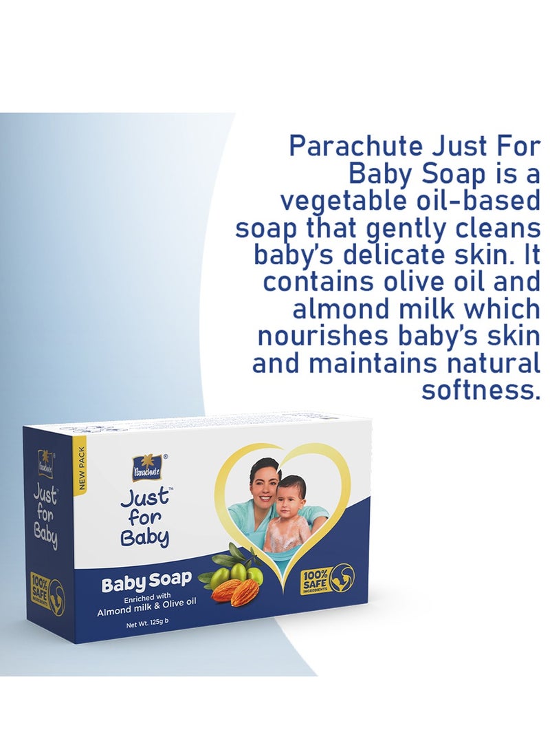 Parachute - Parachute Just For Baby - Baby Soap for Soft Skin | Enriched with Olive Oil  and Almond Milk | Dermatologically Tested and 100% Safe Ingredients - 125gm - Image 1