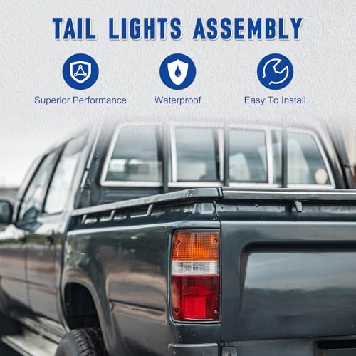 TOTMOX Tail Lights Turn Signal Rear Tail Light Assembly Compatible with Toyota Pickup Hilux Mk3 1989-1992 (Red/Amber Lights) - Image 5