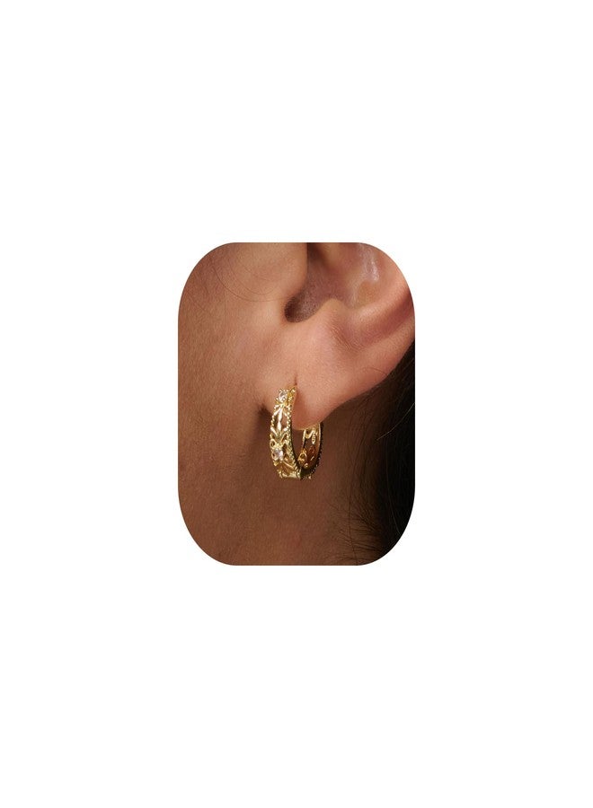 LLWOM Gold Huggie Earrings for Women, 14k Real Gold Plated Hoop Earrings Hypoallergenic Lightweight Hoops Gifts, Brass, Cubic Zirconia - Image 1