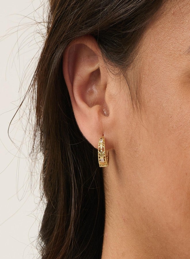 LLWOM Gold Huggie Earrings for Women, 14k Real Gold Plated Hoop Earrings Hypoallergenic Lightweight Hoops Gifts, Brass, Cubic Zirconia - Image 2