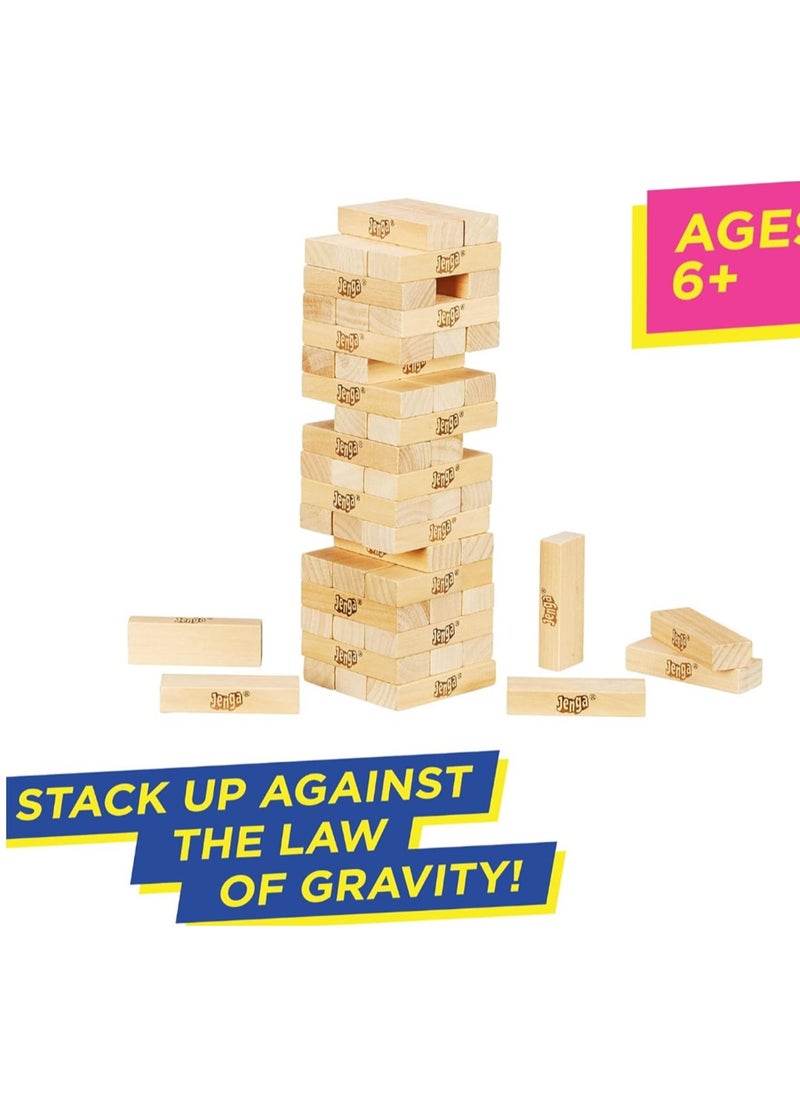 HASBRO - GAMING - Classic Jenga Game, Genuine Hardwood Blocks, Jenga Stacking Tower Party Game For Family And Kids 9 x9 x 18.91 Centimeter - Image 1