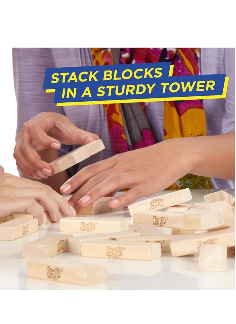 HASBRO - GAMING - Classic Jenga Game, Genuine Hardwood Blocks, Jenga Stacking Tower Party Game For Family And Kids 9 x9 x 18.91 Centimeter - Image 1