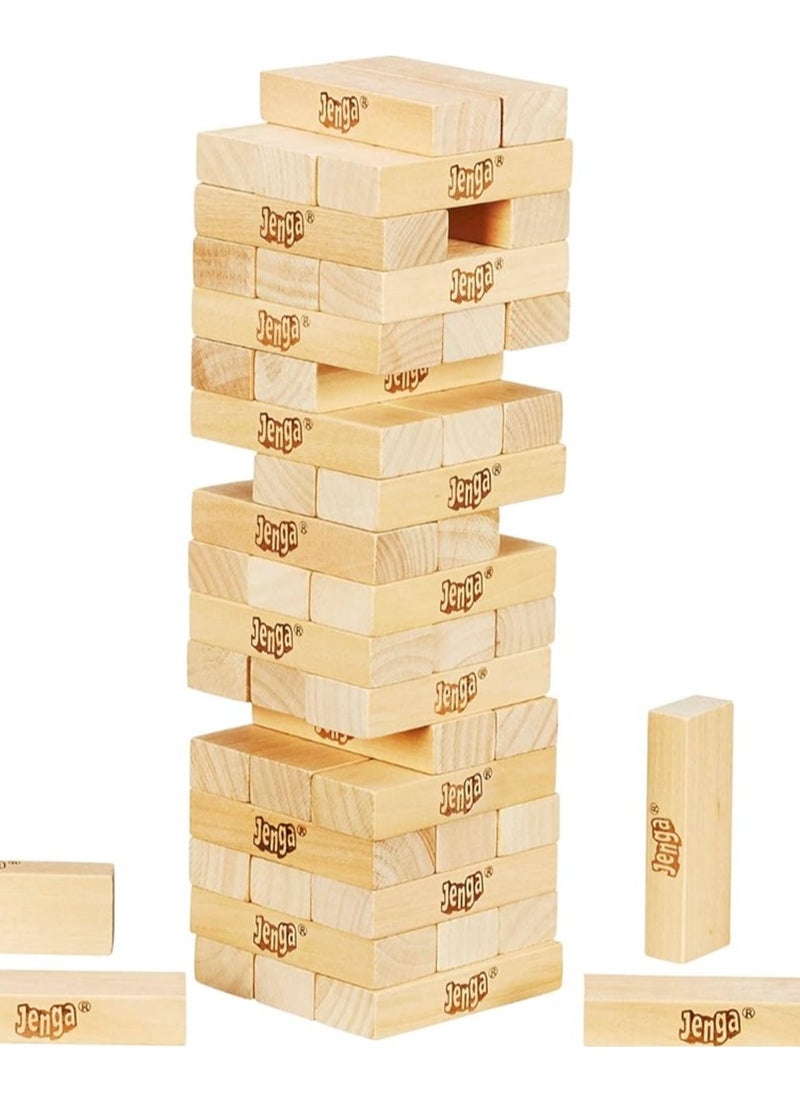 HASBRO - GAMING - Classic Jenga Game, Genuine Hardwood Blocks, Jenga Stacking Tower Party Game For Family And Kids 9 x9 x 18.91 Centimeter - Image 1